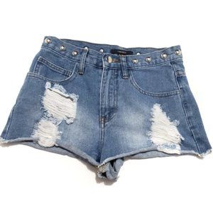 distressed jean shorts large studs forever 21 size